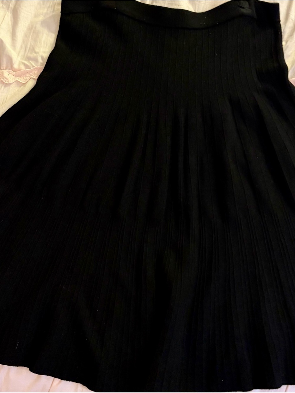 Neiman Marcus Black Pleated A-Line Skirt